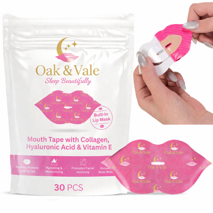 Oak & Vale® DreamSeal™ Collagen Sleep Strips — Hydrating Night Tape for Deeper Sleep & Softer Lips